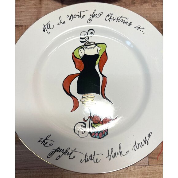 Set Of 4 Rosanna All I Want For Christmas Porcelain Salad Plates - Picture 4 of 7